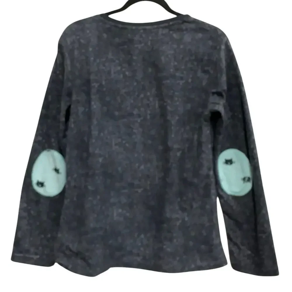 PJ Couture Winking Cat Plush Lounge Top Gray Women’s Large